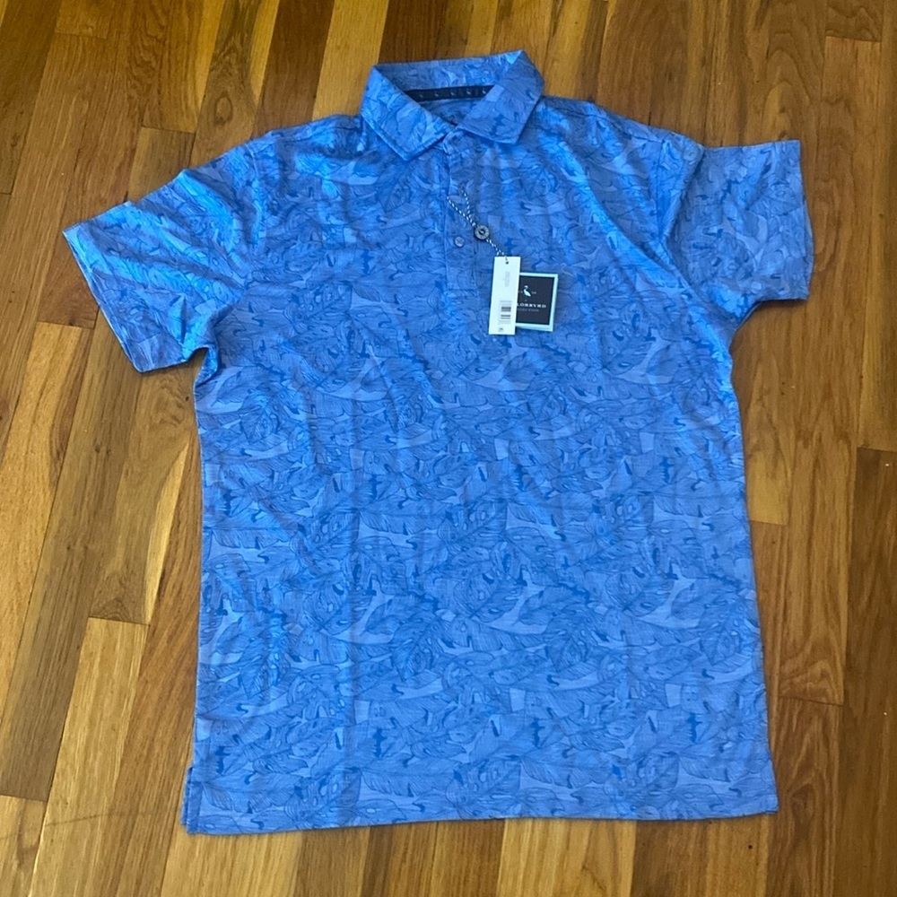 NWT Tailorbyrd Men’s Blue Printed Collared Shirt Size M